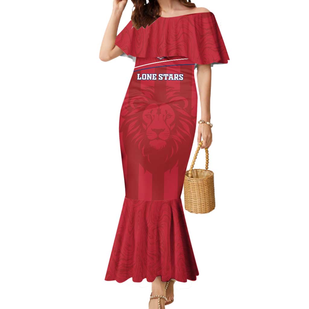 Custom Liberia Football Mermaid Dress Lion Mascot - Red - Wonder Print Shop