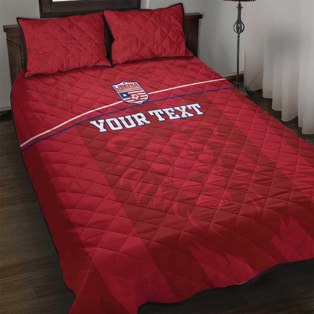 Custom Liberia Football Quilt Bed Set Lion Mascot - Red - Wonder Print Shop