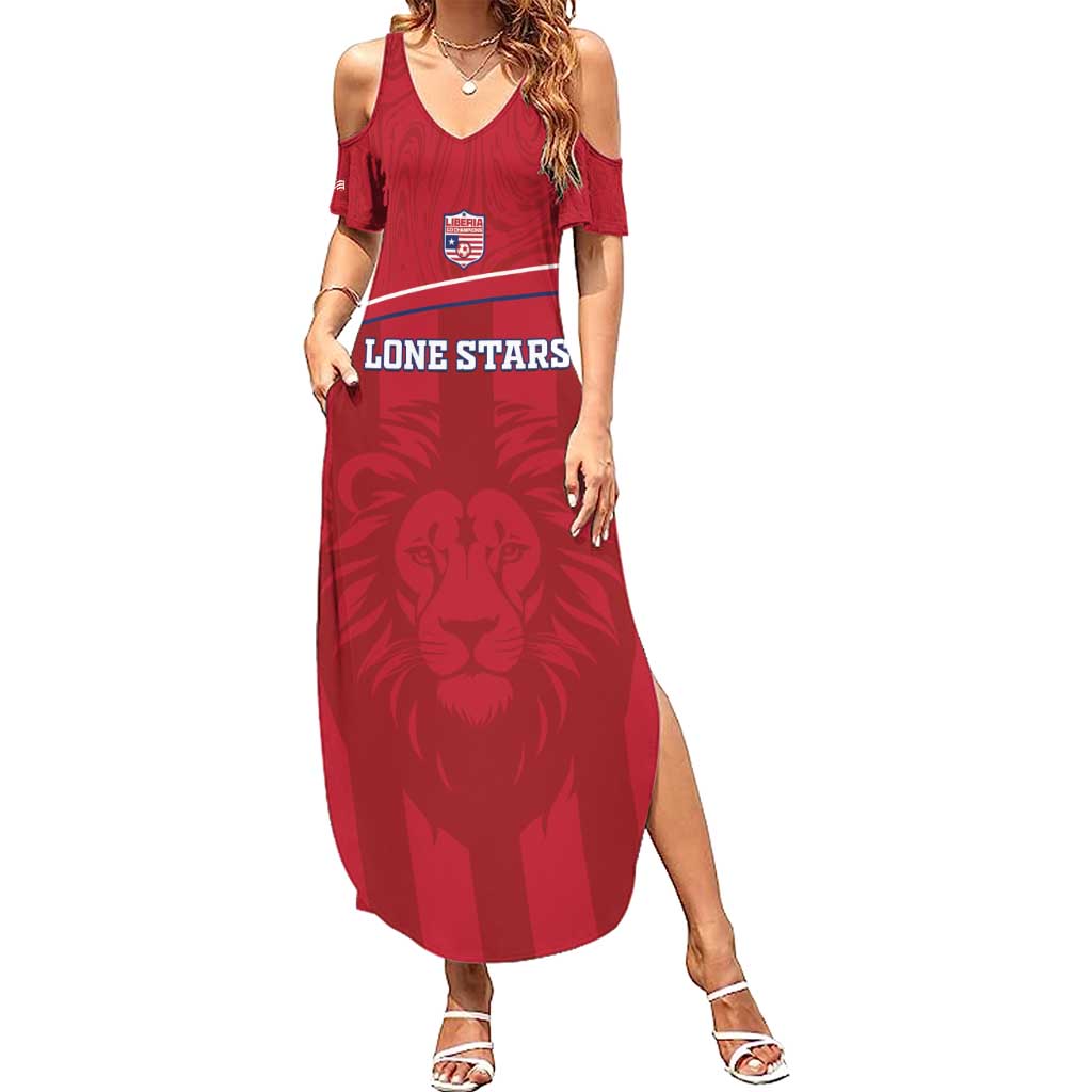 Custom Liberia Football Summer Maxi Dress Lion Mascot - Red - Wonder Print Shop