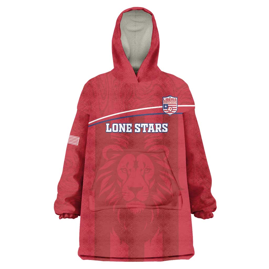 Custom Liberia Football Wearable Blanket Hoodie Lion Mascot - Red - Wonder Print Shop