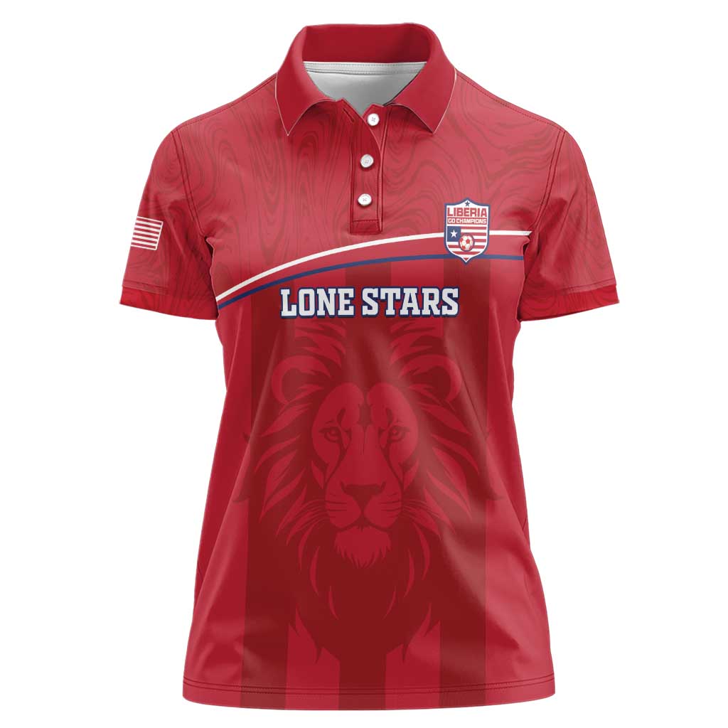 Custom Liberia Football Women Polo Shirt Lion Mascot - Red - Wonder Print Shop