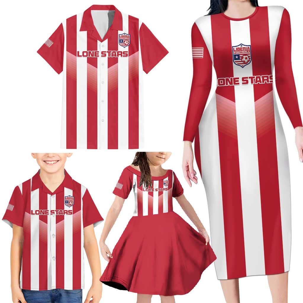 Custom Liberia Football Family Matching Long Sleeve Bodycon Dress and Hawaiian Shirt Sporty Style - Wonder Print Shop