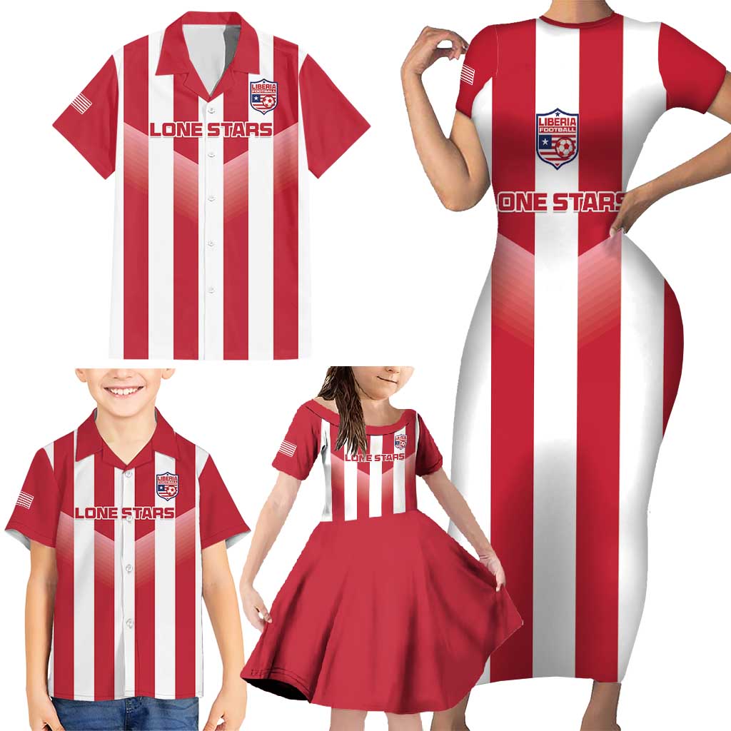 Custom Liberia Football Family Matching Short Sleeve Bodycon Dress and Hawaiian Shirt Sporty Style - Wonder Print Shop