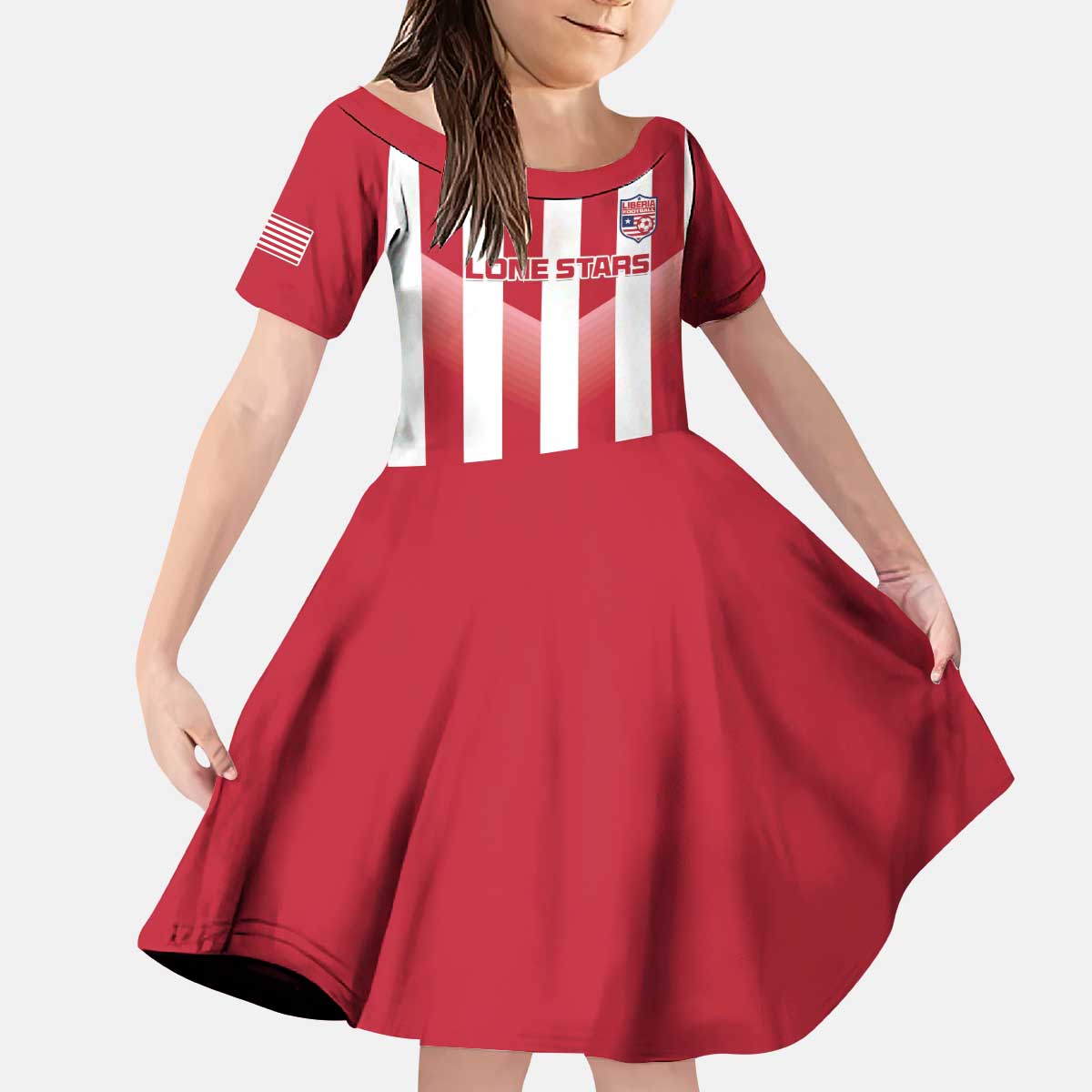 Custom Liberia Football Kid Short Sleeve Dress Sporty Style - Wonder Print Shop