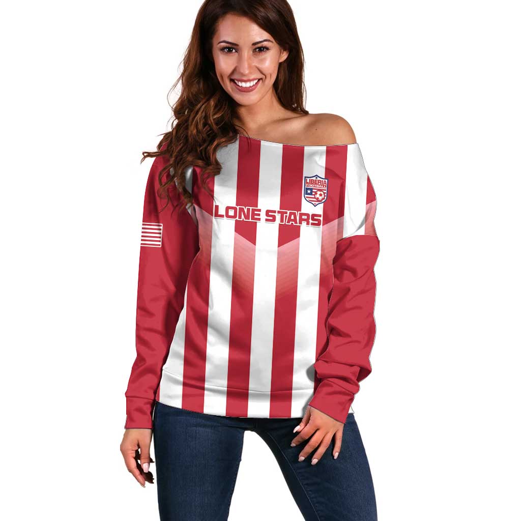 Custom Liberia Football Off Shoulder Sweater Sporty Style - Wonder Print Shop