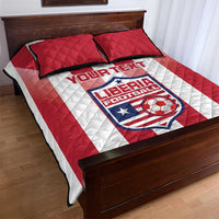 Red and white striped quilt bed set with football logo and “Your Text,” plus two pillows