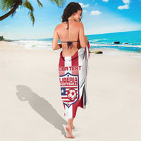 Red and white striped football sarong with crest and custom text, tied at back