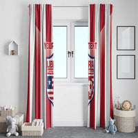 Liberia football window curtain pair with red-and-white stripes and custom “YOUR TEXT”
