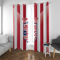 Liberia football window curtain set with red-and-white vertical stripes and crest graphics