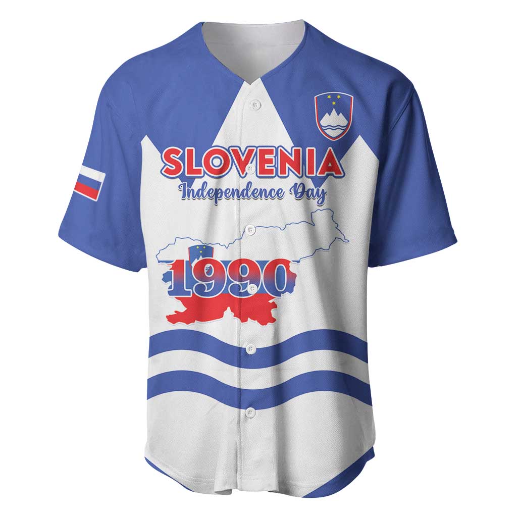 Personalised Slovenia Independence Day Baseball Jersey Flag Map With Coat Of Arms - Wonder Print Shop