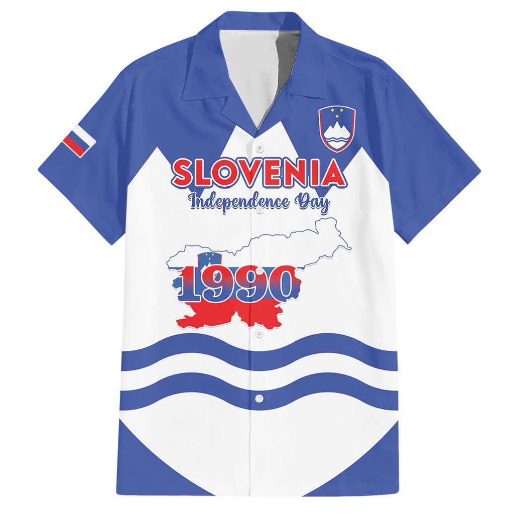 Personalised Slovenia Independence Day Hawaiian Shirt Flag Map With Coat Of Arms - Wonder Print Shop