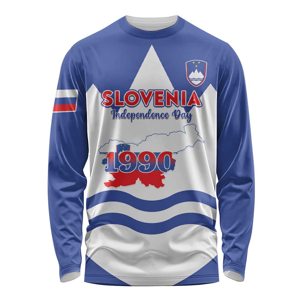 Personalised Slovenia Independence Day Long Sleeve Shirt Flag Map With Coat Of Arms - Wonder Print Shop