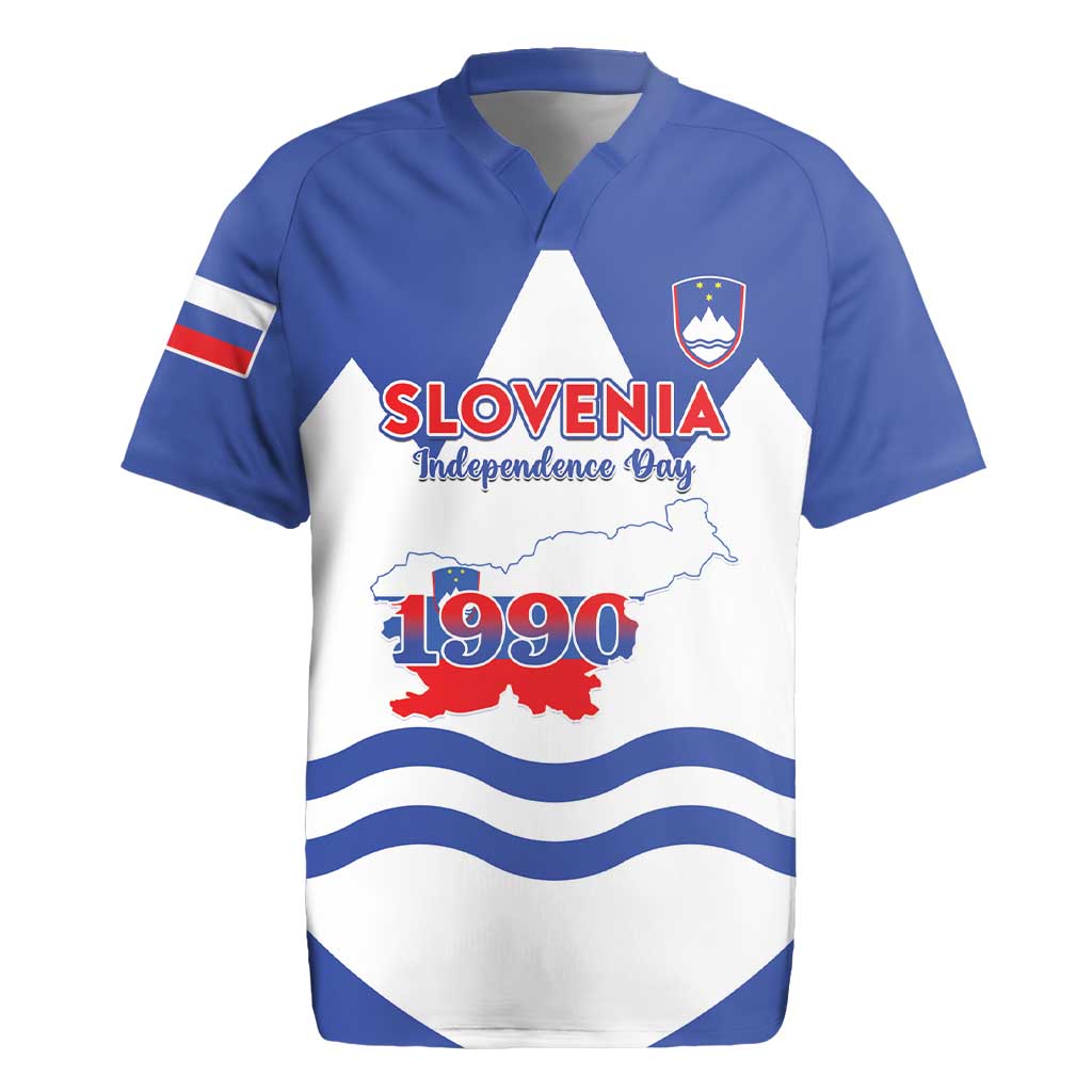 Personalised Slovenia Independence Day Rugby Jersey Flag Map With Coat Of Arms - Wonder Print Shop