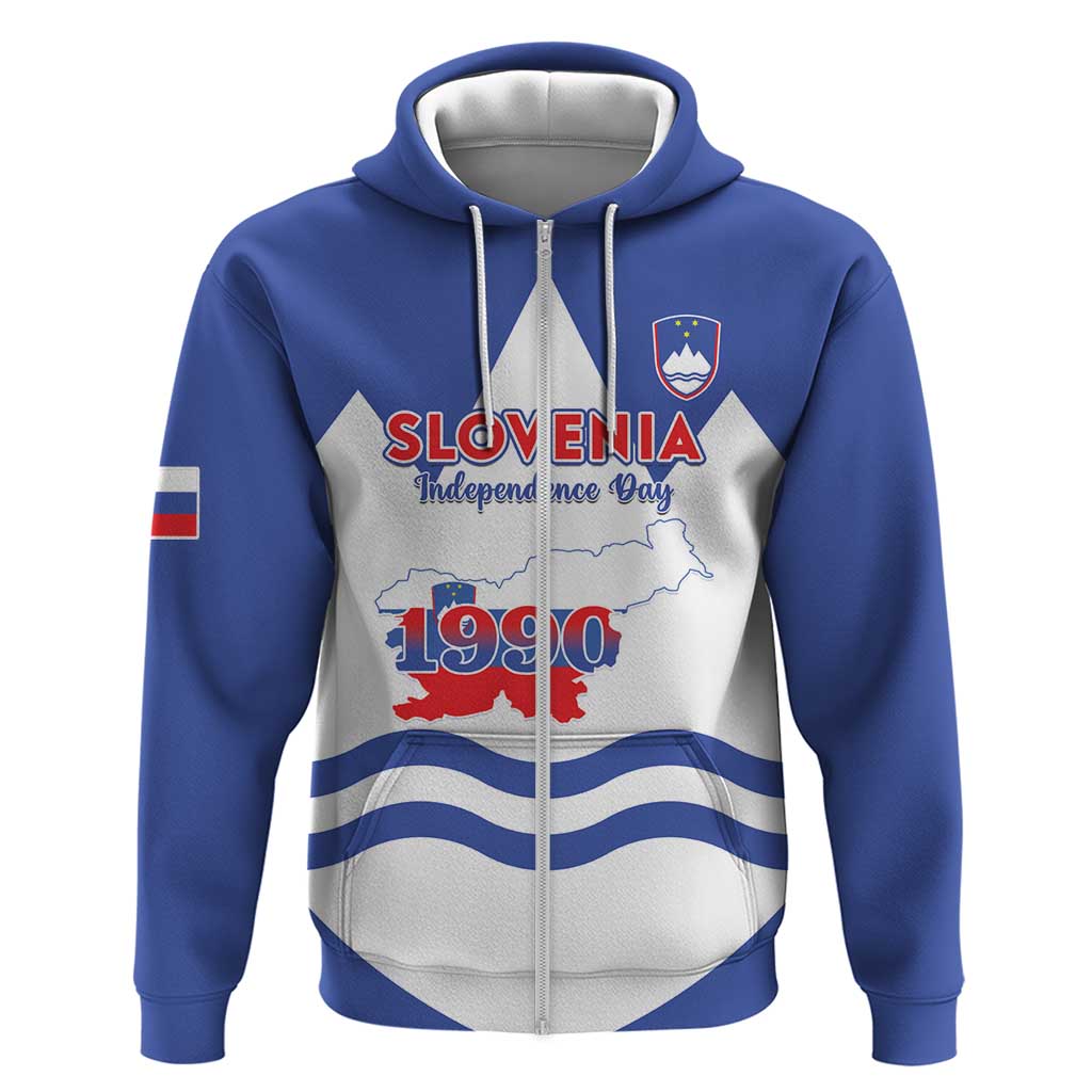 Personalised Slovenia Independence Day Zip Hoodie Flag Map With Coat Of Arms - Wonder Print Shop