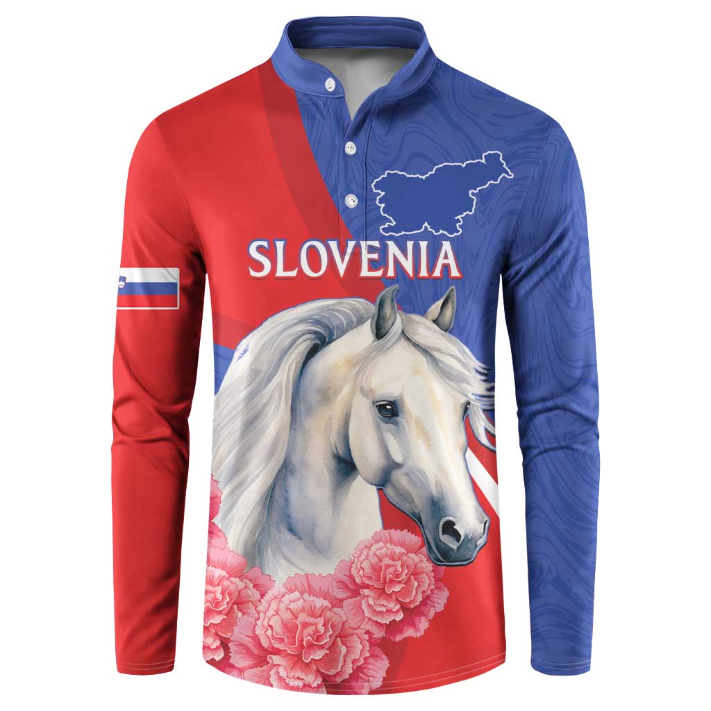 Personalised Balkan Lipizzaner Horse Slovenia Button Sweatshirt Carnation Sporty Style - Wonder Print Shop