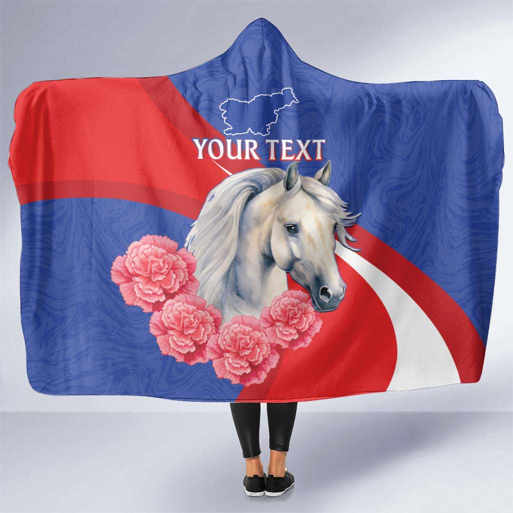 Personalised Balkan Lipizzaner Horse Slovenia Hooded Blanket Carnation Sporty Style