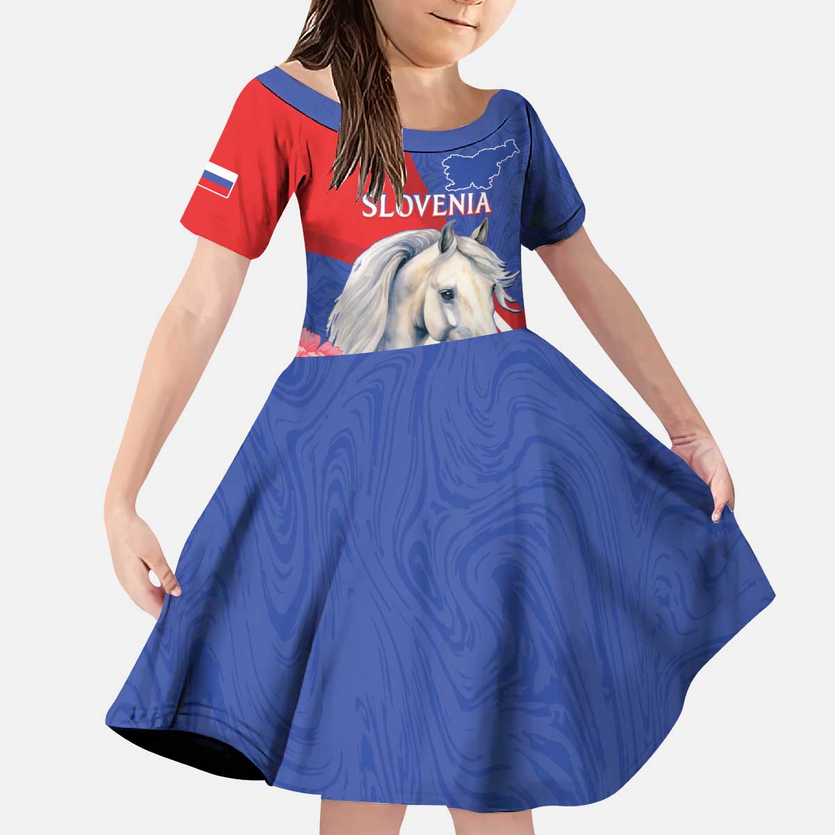 Personalised Balkan Lipizzaner Horse Slovenia Kid Short Sleeve Dress Carnation Sporty Style - Wonder Print Shop