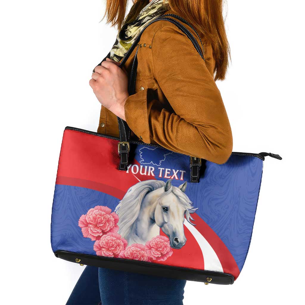 Personalised Balkan Lipizzaner Horse Slovenia Leather Tote Bag Carnation Sporty Style - Wonder Print Shop