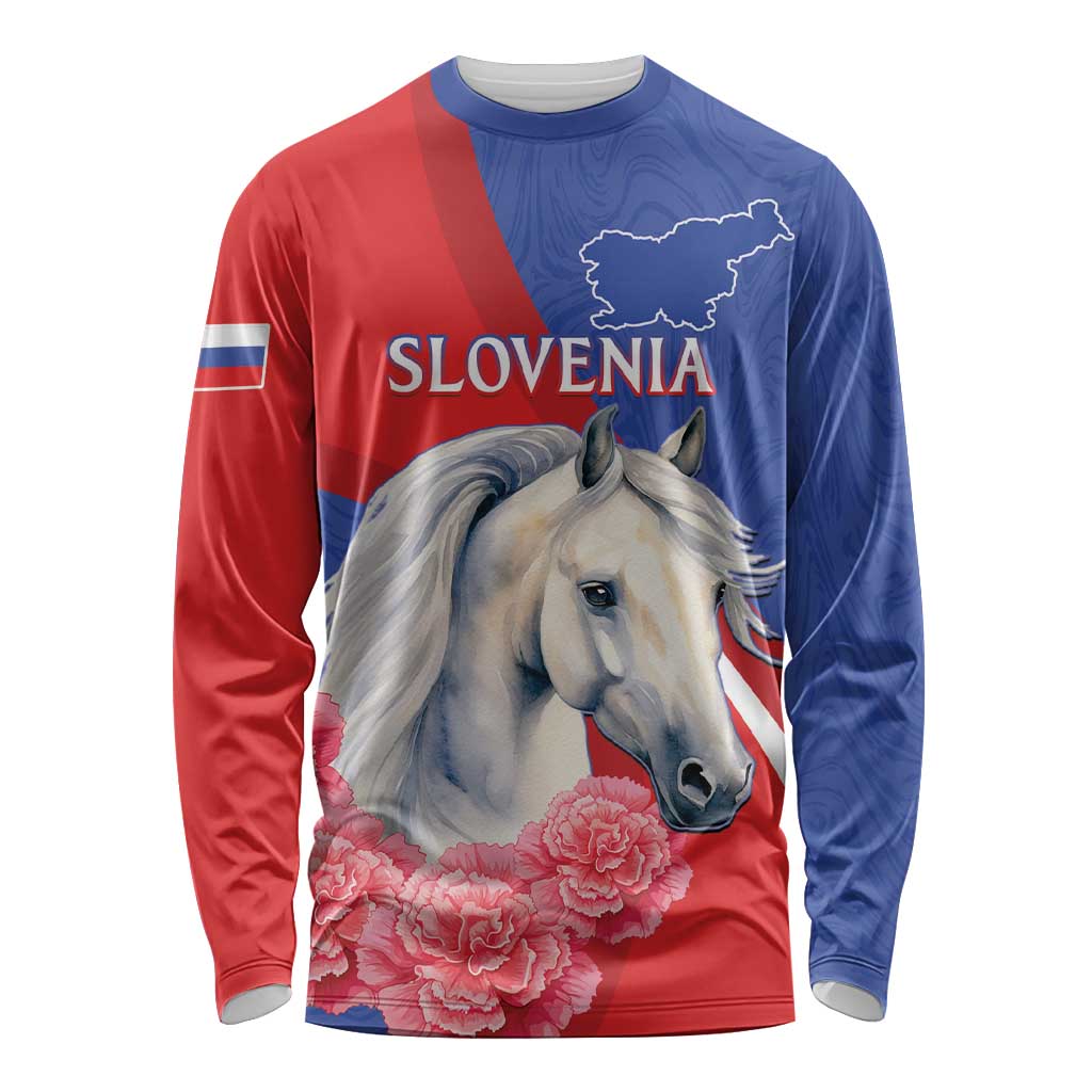 Personalised Balkan Lipizzaner Horse Slovenia Long Sleeve Shirt Carnation Sporty Style - Wonder Print Shop