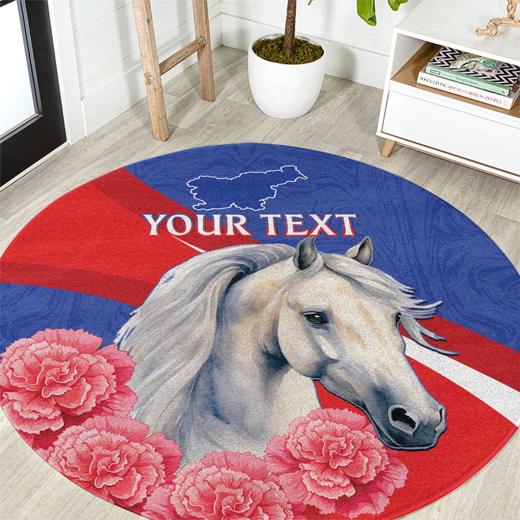 Personalised Balkan Lipizzaner Horse Slovenia Round Carpet Carnation Sporty Style