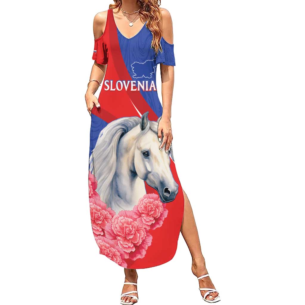 Personalised Balkan Lipizzaner Horse Slovenia Summer Maxi Dress Carnation Sporty Style - Wonder Print Shop