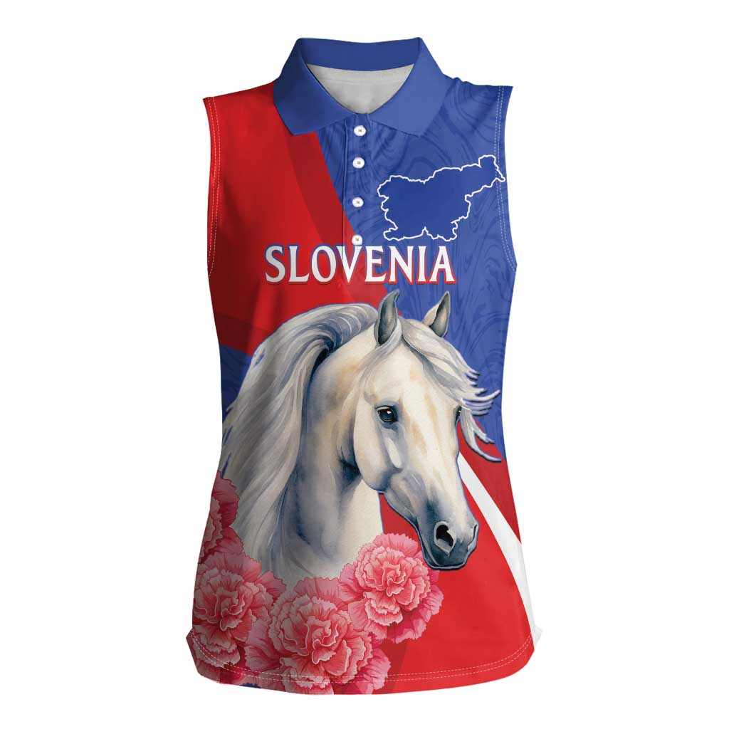 Personalised Balkan Lipizzaner Horse Slovenia Women Sleeveless Polo Shirt Carnation Sporty Style - Wonder Print Shop