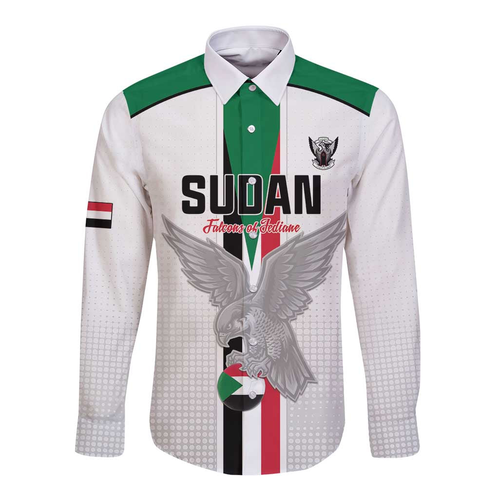 Custom Sudan Football Long Sleeve Button Shirt Go Champions Falcons of Jediane - Wonder Print Shop
