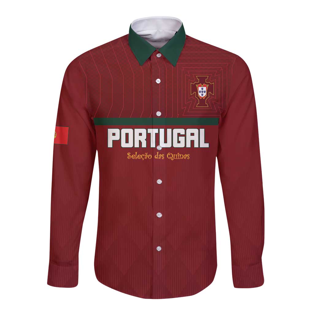 Custom Portugal Football 2026 Long Sleeve Button Shirt Vamos Portugal