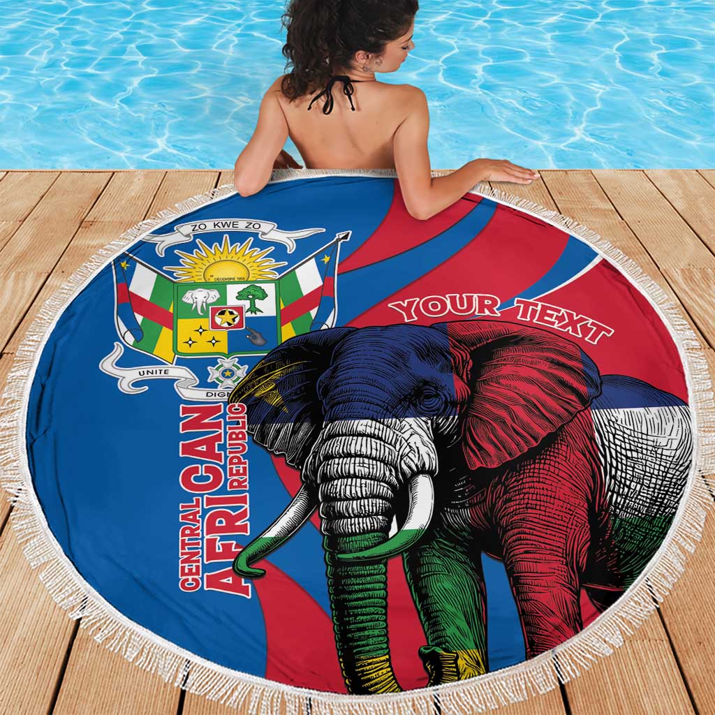 Personalised Central African Republic Beach Blanket Elephant Coat Of Arms