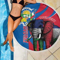 Personalised Central African Republic Beach Blanket Elephant Coat Of Arms