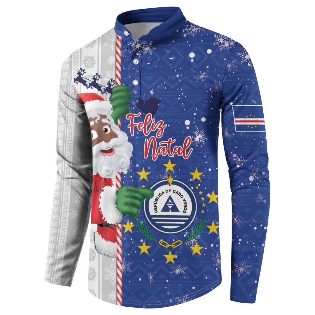 Cape Verde Christmas Button Sweatshirt Black Santa Felix Natal - Wonder Print Shop