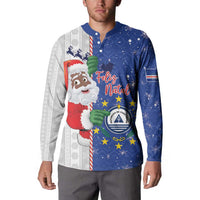 Cape Verde Christmas Button Sweatshirt Black Santa Felix Natal - Wonder Print Shop