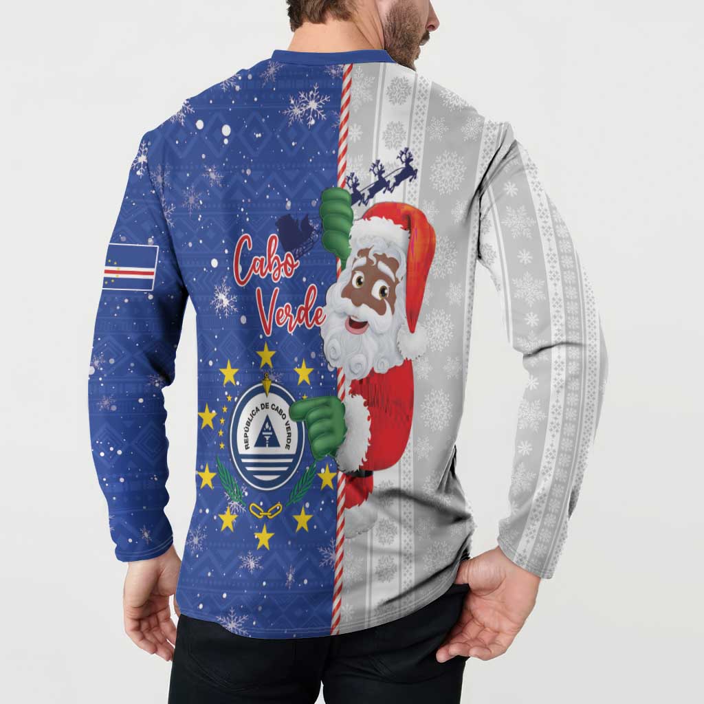 Cape Verde Christmas Button Sweatshirt Black Santa Felix Natal - Wonder Print Shop