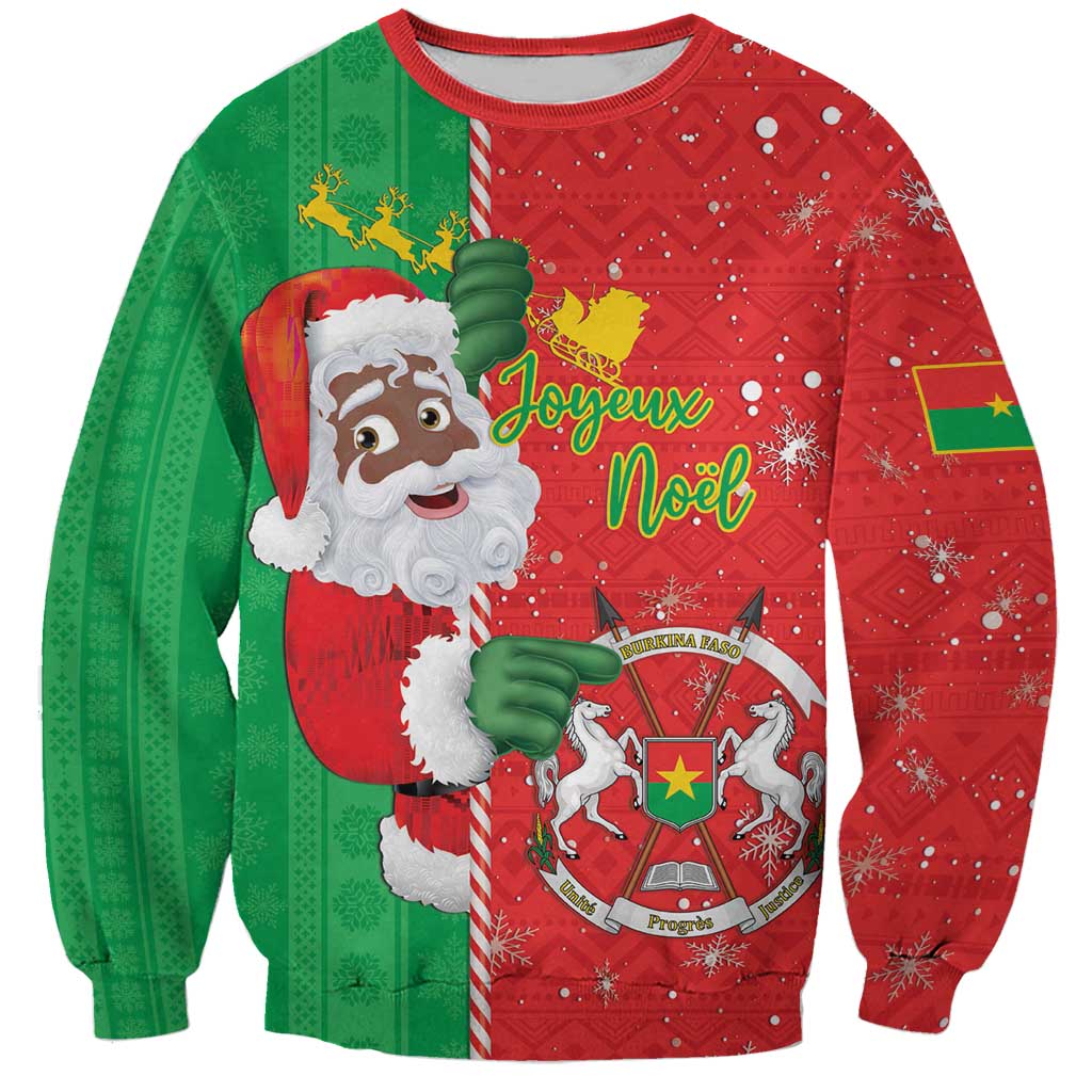 Burkina Faso Christmas Sweatshirt Black Santa Joyeux Noel - Wonder Print Shop