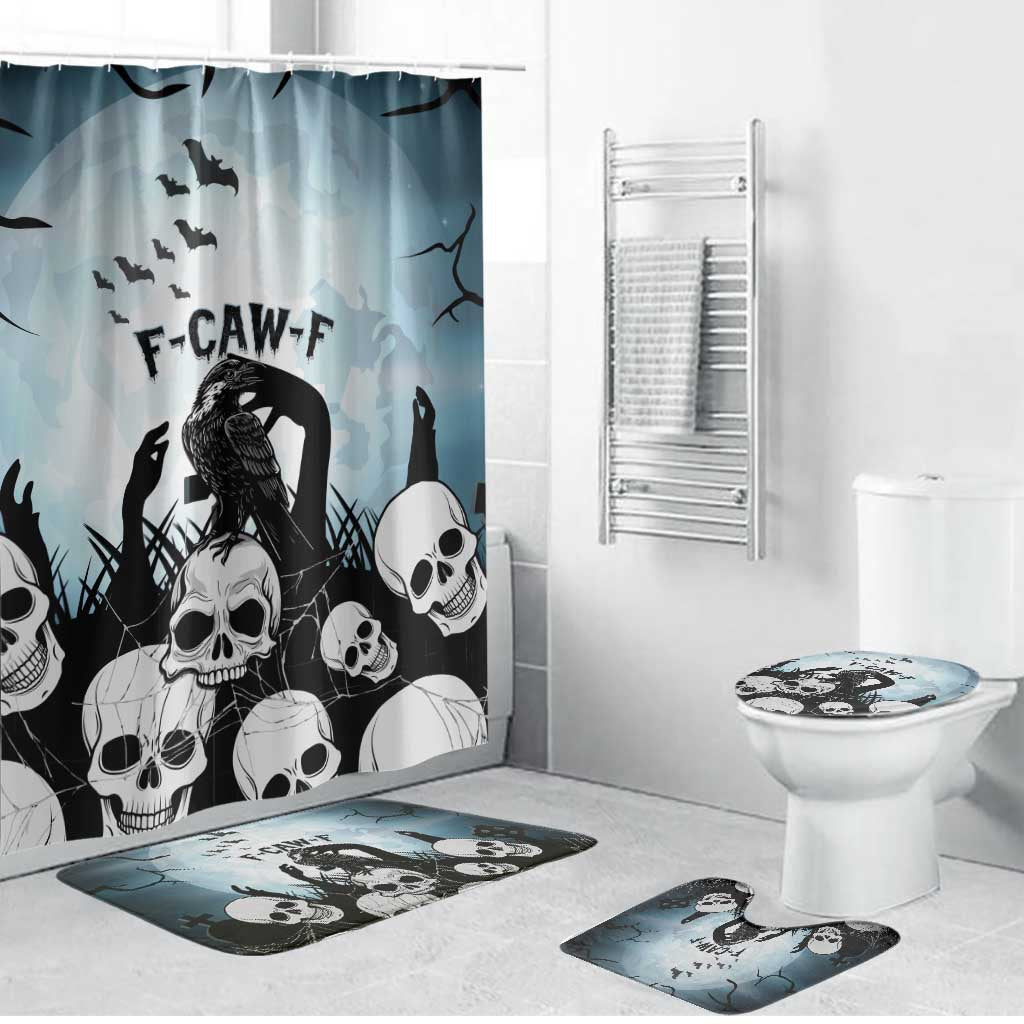 Funny Halloween F’Caw Raven Bathroom Set Black Bird Crow With Skulls - Wonder Print Shop