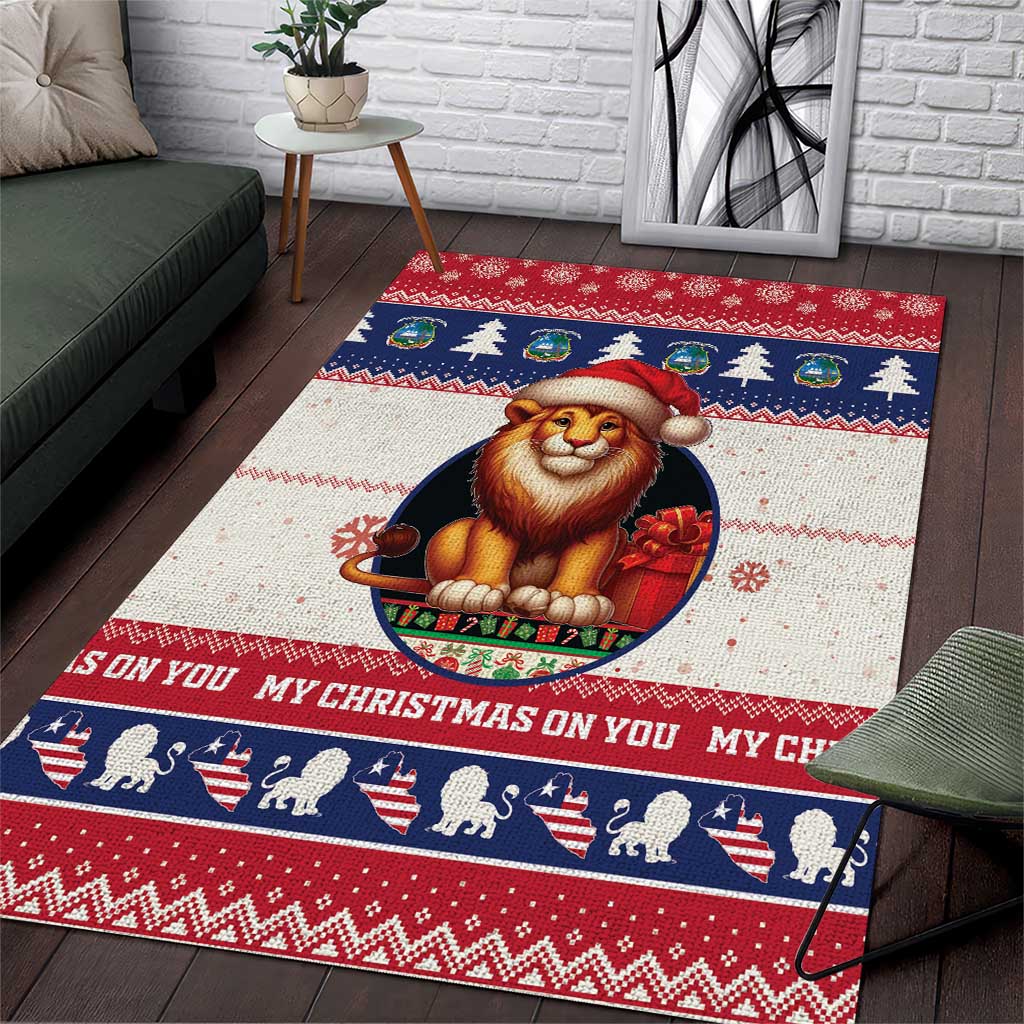 Liberia Christmas Area Rug My Christmas On You - Lion Santa - Wonder Print Shop