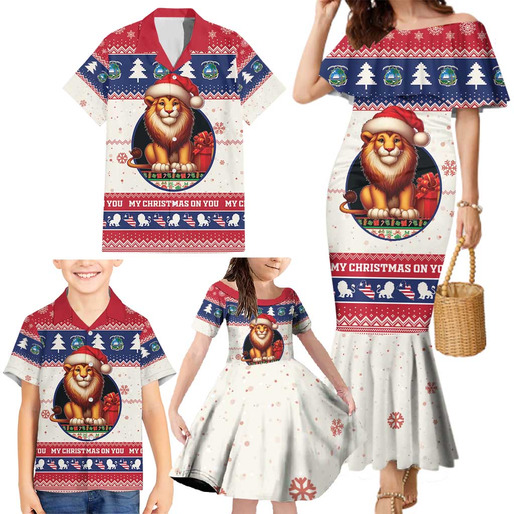 Liberia Christmas Family Matching Mermaid Dress and Hawaiian Shirt My Christmas On You - Lion Santa - Wonder Print Shop