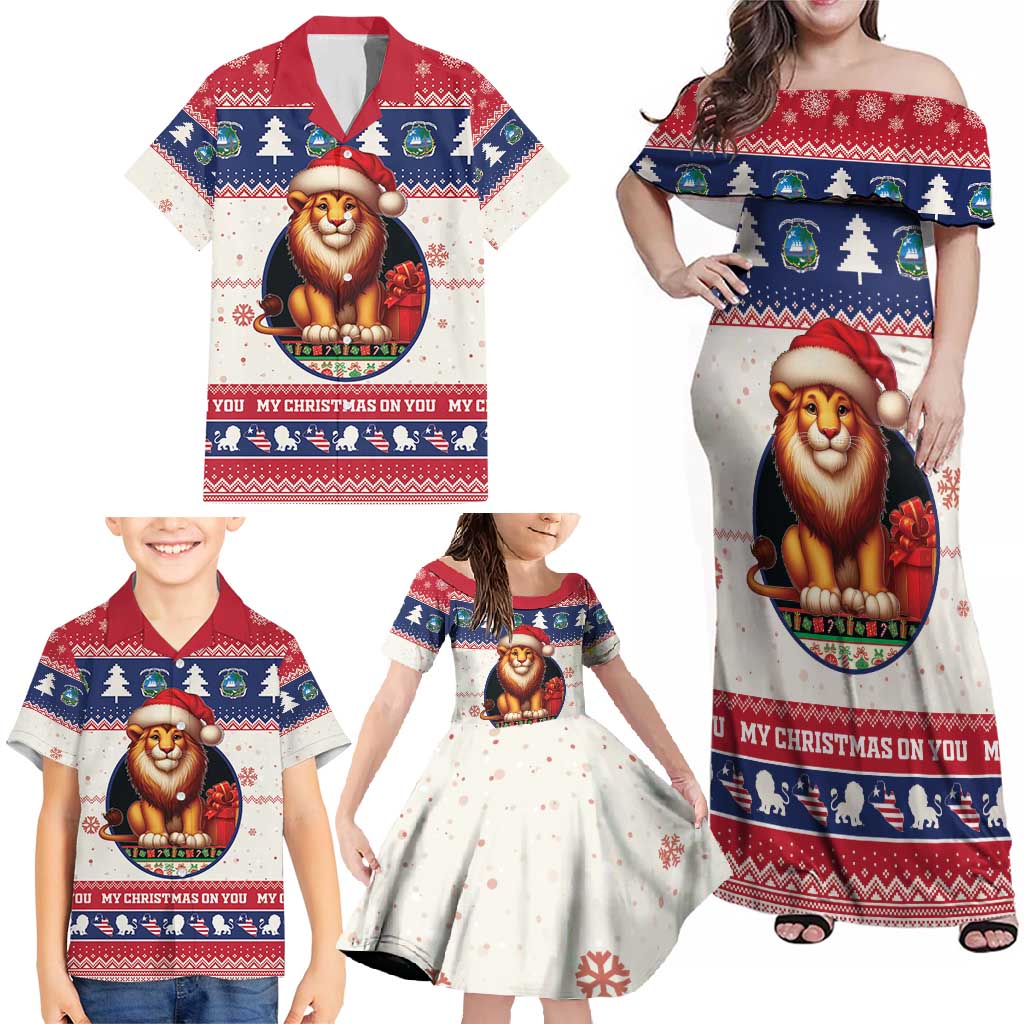 Liberia Christmas Family Matching Off Shoulder Maxi Dress and Hawaiian Shirt My Christmas On You - Lion Santa - Wonder Print Shop