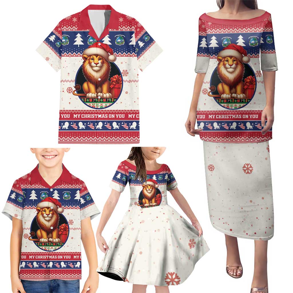 Liberia Christmas Family Matching Puletasi and Hawaiian Shirt My Christmas On You - Lion Santa - Wonder Print Shop