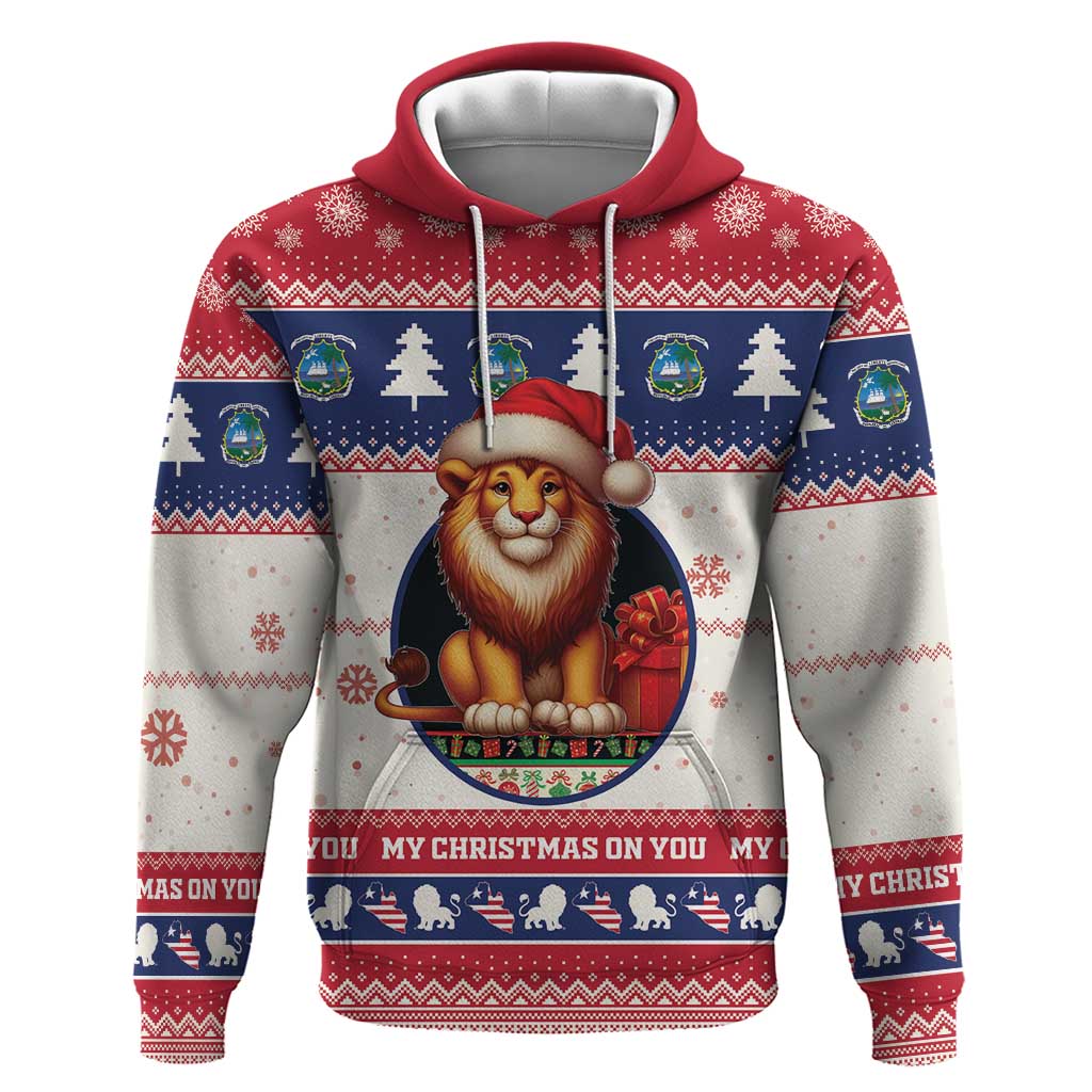 Liberia Christmas Hoodie My Christmas On You - Lion Santa - Wonder Print Shop