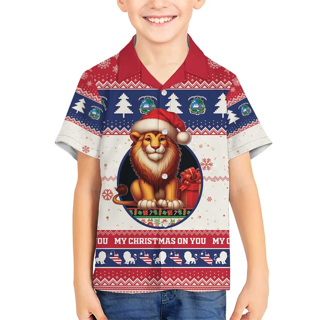 Liberia Christmas Kid Hawaiian Shirt My Christmas On You - Lion Santa - Wonder Print Shop