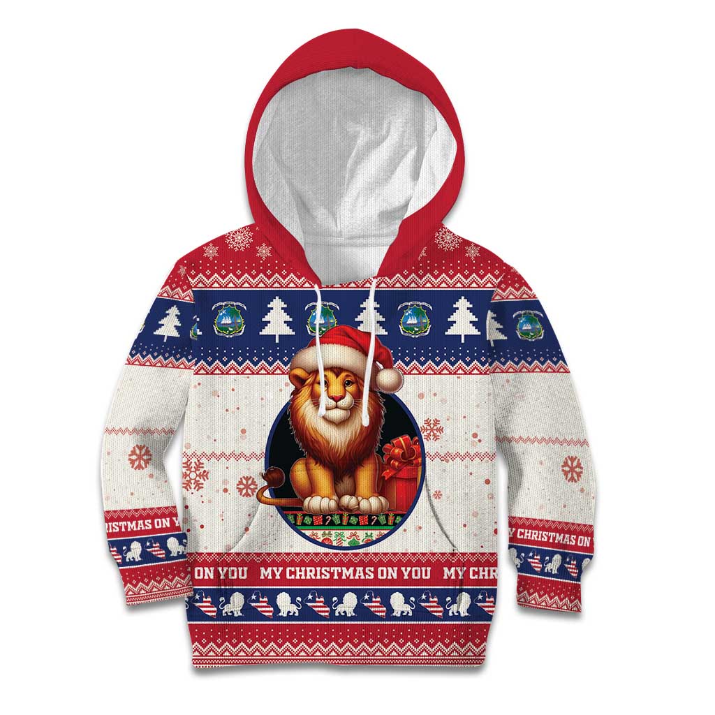 Liberia Christmas Kid Hoodie My Christmas On You - Lion Santa - Wonder Print Shop