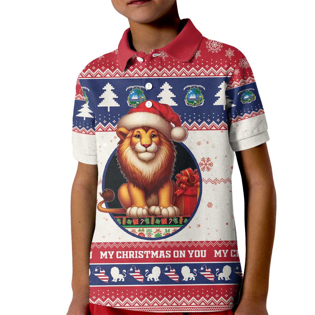 Liberia Christmas Kid Polo Shirt My Christmas On You - Lion Santa - Wonder Print Shop