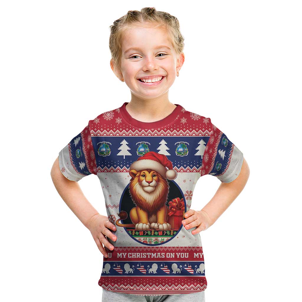 Liberia Christmas Kid T Shirt My Christmas On You - Lion Santa - Wonder Print Shop