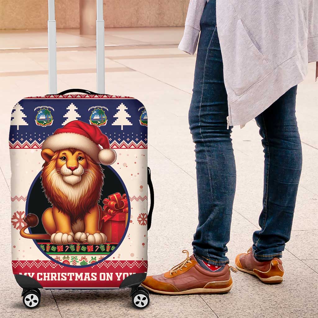 Liberia Christmas Luggage Cover My Christmas On You - Lion Santa - Wonder Print Shop