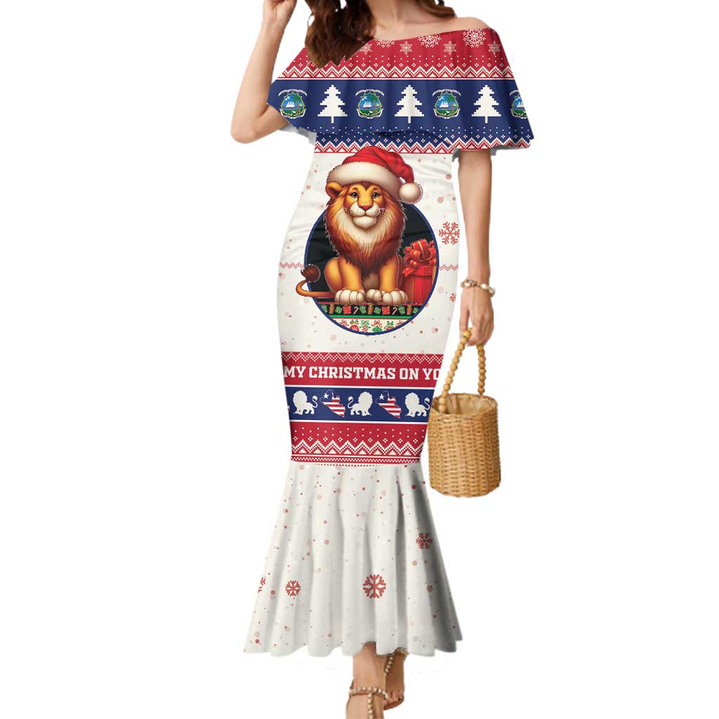 Liberia Christmas Mermaid Dress My Christmas On You - Lion Santa - Wonder Print Shop