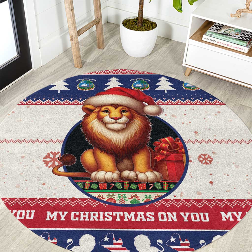 Liberia Christmas Round Carpet My Christmas On You - Lion Santa