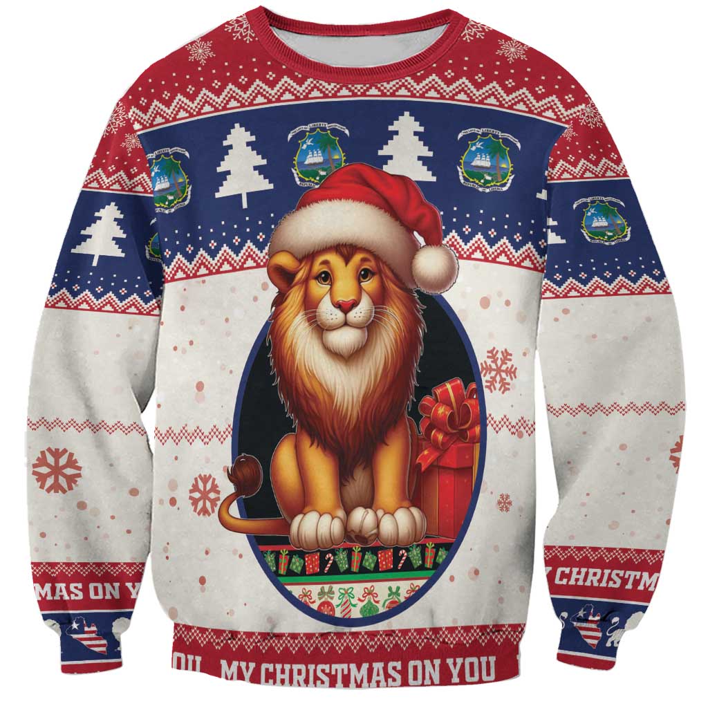 Liberia Christmas Sweatshirt My Christmas On You - Lion Santa - Wonder Print Shop