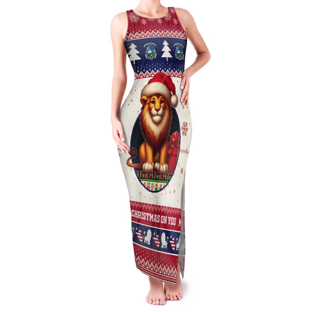 Liberia Christmas Tank Maxi Dress My Christmas On You - Lion Santa - Wonder Print Shop