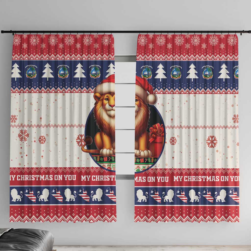 Liberia Christmas Window Curtain My Christmas On You - Lion Santa - Wonder Print Shop